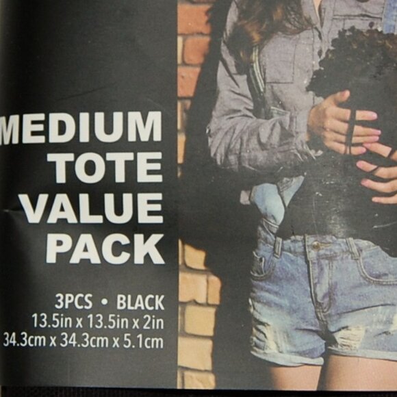 NWT Medium Canvas Hand Totes, 3-Pack, Black - Picture 5 of 5
